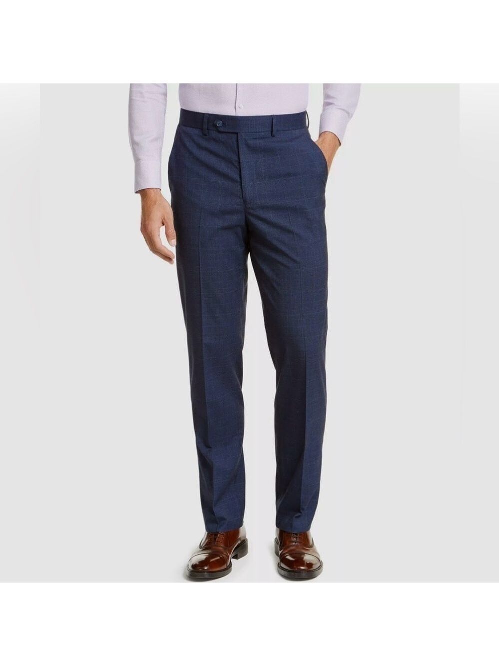 Nautica Men's Blue Plaid Modern-Fit Stretch Suit Dress Pants - NWT